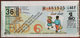 Billet De Loterie Nationale Belgique 1988 36e Tranche De La Rentrée Scolaire - 7-9-1988 - Billetes De Lotería