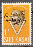 Sud Kasai - 20A - Léopards - Surcharge Renversée -  "Pour Les Orphelins" - 1961 - MNH - Sud Kasai