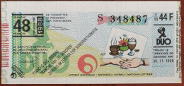 Billet De Loterie Nationale Belgique 1988 48e Tranche Des Séniors - 30-11-1988 - Biglietti Della Lotteria