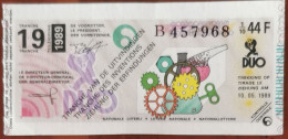 Billet De Loterie Nationale Belgique 1989 19e Tranche Des Inventions - 10-5-1989 - Biglietti Della Lotteria