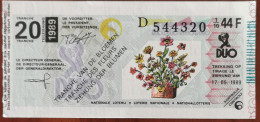 Billet De Loterie Nationale Belgique 1989 20e Tranche Des Fleurs - 17-5-1989 - Billetes De Lotería