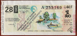 Billet De Loterie Nationale Belgique 1989 28e Tranche Du Canotage - 12-7-1989 - Biglietti Della Lotteria