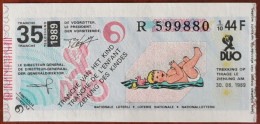 Billet De Loterie Nationale Belgique 1989 35e Tranche De L'Enfant - 30-8-1989 - Biglietti Della Lotteria