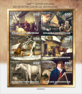 Centrafrica 2023, Art, Morland, Horse, Cow, Horse, 6val In BF - Cows