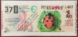 Billet De Loterie Nationale Belgique 1989 37e Tranche De La Chance - 13-9-1989 - Billetes De Lotería