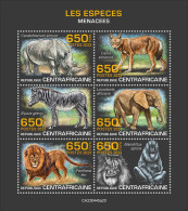 Centrafrica 2023, Animals In Danger, Elephant, Lion, Monkey, Rhino, 6val In BF - Neushoorn