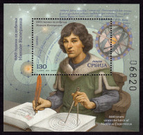 Serbia 2023 550 Years Anniversary Nicolaus Copernicus Astronomy Mathematics Science Poland, Block MNH - Astronomie