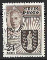 Br. VIRGIN Is.....KING GEORGE VI...(1936-52..)..." 1952..".......24c....SG143......VFU.. - British Virgin Islands