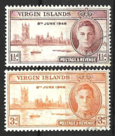 Br. VIRGIN Is....KING GEORGE VI..(1936-52..)..." 1946.."....OMNIBUS......VICTORY , SET OF 2.........VFU.. - British Virgin Islands