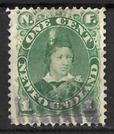 NEWFOUNDLAND....QUEEN VICTORIA...(1837-01.).." 1887.."....1d.....SG50a.....GREEN.......USED.. - 1865-1902