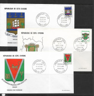 COTE D'IVOIRE 1969 FDC ARMOIRIES  YVERT N°289/91 - Enveloppes