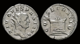 Divus Vespasian AR Antoninianus Lighted Altar - The Flavians (69 AD To 96 AD)