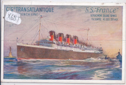 PAQUEBOTS- LE S S FRANCE- FRENCH LINE- PAQUEBOT DE 28 000 TONNES - Steamers