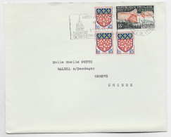 BLASON 5C AMIENS X3 MIXTE 35FR UNESCO LETTRE MEC PARIS 10.12.1964 POUR SUISSE AU TARIF - 1941-66 Armoiries Et Blasons