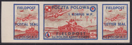 POLAND 1942 Field Post Seals Strip Smith FL2-4 Mint Never Hinged (white Paper) - Liberation Labels