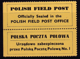 POLAND 1942 Field Post Seals Smith FL13-14 Mint Hinged (yellow Paper) - Vignette Della Liberazione