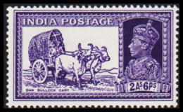 1937. INDIA. GEORG VI 2 As 6 Ps DAK BULLOCK CART, Hinged. - JF540059 - 1936-47 King George VI