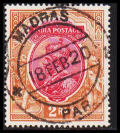 1911-1922. INDIA. Georg V INDIA POSTAGE 2 Rs Luxus Cancelled MADRAS PAR. 18 FEB 20..  - JF540066 - 1911-35 Roi Georges V