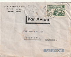 ***   AFRIQUE OCCIDENTAL FRANCAISE  ***  Courrier Par Avion 1955 Ets  Fabre Cotonou - Covers & Documents