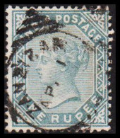 1882-1886. INDIA. Victoria. ONE RUPEE. Cancelled ZANZIBAR AP 1. Very Unusual.  - JF540077 - Zanzibar (...-1963)