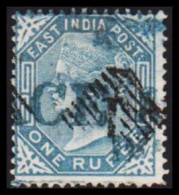 1874-1876. INDIA. Victoria. ONE RUPEE. EAST INDIA POST. Very Interesting Cancels.  - JF540079 - 1858-79 Compañia Británica Y Gobierno De La Reina