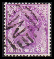 1874-1876. INDIA. Victoria. NINE PIES. EAST INDIA POST.  - JF540082 - 1858-79 Kronenkolonie