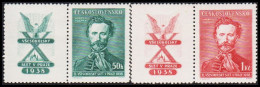 1938. CESKOSLOVENSKO. 10. Allslawische Sokolspiele, Prag 50 H + 1 Kc With Vignette Nev... (Michel 395-396 Zf) - JF540109 - Unused Stamps
