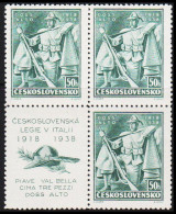 1938. CESKOSLOVENSKO.  Doss Alto (Italien) 4-block 50 H  With Vignette Never Hinged.  (Michel 394Zf) - JF540113 - Nuevos