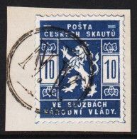 1918. CESKOSLOVENSKO.  POSTA CESKYCH SKAUTU VE SLUZBACH NARODNI VLADY 10 H On Small Piece Canc... (Michel Ia) - JF540170 - Usati