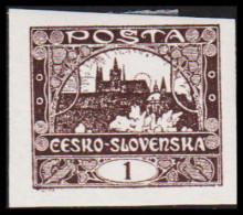 1919. CESKOSLOVENSKO. Hradschin. 1 Heller. Imperforated. Hinged. (Michel 18) - JF540192 - Neufs