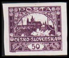 1919. CESKOSLOVENSKO. Hradschin. 50 Heller. Imperforated. Hinged. (Michel 19) - JF540193 - Unused Stamps