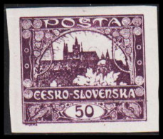 1919. CESKOSLOVENSKO. Hradschin. 50 Heller. Imperforated. Hinged. (Michel 19) - JF540193 - Nuevos