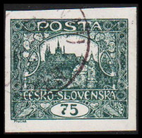1919. CESKOSLOVENSKO. Hradschin. 75 Heller. Imperforated.  (Michel 31 U) - JF540214 - Used Stamps