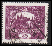 1919. CESKOSLOVENSKO. Hradschin. 25 Heller. Perforated 13 3/4 X 13½. (Michel 26 D) - JF540228 - Oblitérés