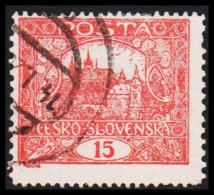 1919. CESKOSLOVENSKO. Hradschin. 15 Heller. Perforated 13 3/4 X 11½.   (Michel 26 F) - JF540230 - Used Stamps