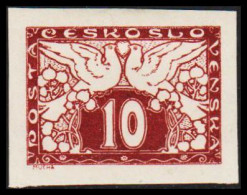 1920. CESKOSLOVENSKO. EXPRESS. Doves. 10 Heller. Imperforated, Hinged.  (Michel 195) - JF540243 - Neufs