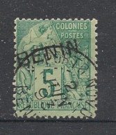 BENIN - 1892 - N°YT. 4 - Type Alphée Dubois 5c Vert - Signé PAVOILLE - Surcharge Oblique - Oblitéré / Used - Usados