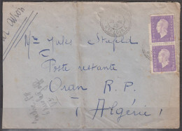 Mne De DULAC 1F  Lilas  " La PAIRE "  Sur Lettre De ST-ETIENNE NOV 1945 Pour ORAN R.P. Algérie En Poste Restante - 1944-45 Marianne Van Dulac