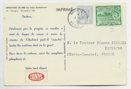 ST CHISTOPHER 2C+1C LEEWARD CARD PUN IONYL BASSE TERRE 1956 ST KITTS ANTIGUA TO FRANCE - St.Christopher, Nevis En Anguilla (...-1980)