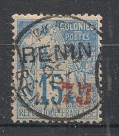 BENIN - 1892 - N°YT. 16 - Type Alphée Dubois 75 Sur 15c Bleu - Signé BRUN - Oblitéré / Used - Gebruikt