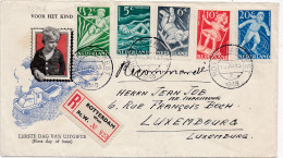 35396# NEDERLAND FDC VOOR HET KIND RECOMMANDE Obl ROTTERDAM WEST 15 XI 1948 Pour LUXEMBOURG - FDC