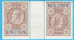 Belgique N° TE28 - 3,75 Francs Année 1890 - Timbres Téléphones [TE]