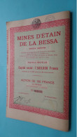 MINES D'ETAIN De La BESSA (Bruxelles) Action De 100 Francs > N° 004513-14-15-16-17 ( 5 Pcs.) ! - Mines