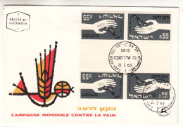 Israël - Lettre De 1963 - Oblit Tel Aviv - Contre La Faim - Tête Bêche Interpanneau - Valeur Oblitér = 725 € En .. 2003 - Covers & Documents