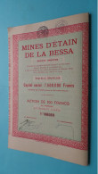 MINES D'ETAIN De La BESSA (Bruxelles) Action De 100 Francs > N° 004519-20-21-22-23 ( 5 Pcs.) ! - Mines