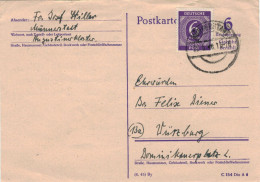 Behelfsausgabe R.P.D. München P631 Münsterstadt > Würzburg - Zufrankierung  Bitte Gepäck Nachsenden - Postal  Stationery
