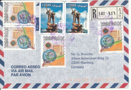 Lebanon Registered Air Mail Cover Sent To Germany (one Of The Stamps Is Damaged) - Lebanon