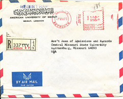Lebanon Registered Air Mail Cover With Red Meter Cancel Beyrouth 7-8-1973 Sent To USA - Lebanon
