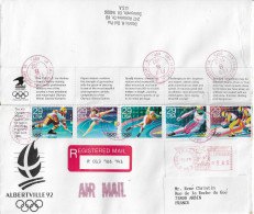 1992  Emission Des U.S.A. Jeux Olympiques D'Hiver D'Albertville: Lettre Recommandée Du Jour Ouverture 8 Février 1992 - Winter 1992: Albertville