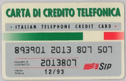 CARTA DI CREDITO TELEFONICA SIP 12/93 (J33.2 - Usi Speciali